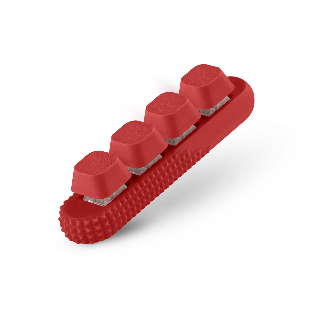 4-Button Fidget Clicker - Loud Click Switches, Textured Design for Stress Relief & Focus Aid with Lanyard (Red)