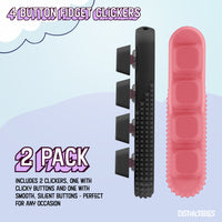 Thumbnail for 2 Pack Fidget Clickers, 4 x Loud Click Buttons, Textured Design for Stress Relief & Focus Aid with Lanyard (Pink-Black)