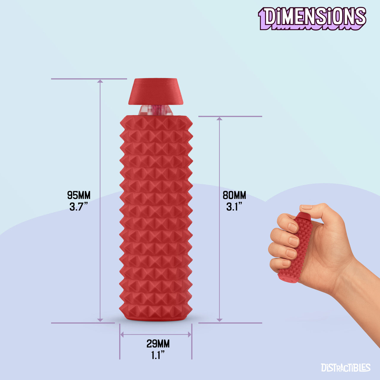 Spike Roller Clicker, Tactile Pain Stimming Fidget with Clicker Switch, Pain Stimulation Roller with Lanyard (Red)