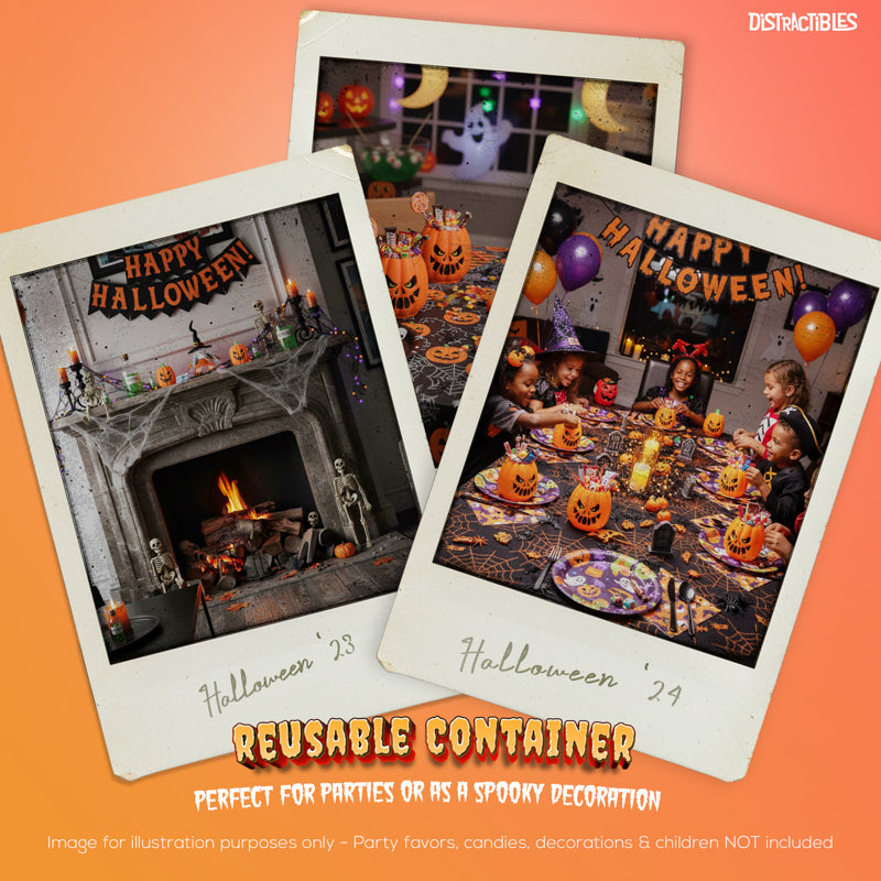 Halloween Mystery Box, 10 Articulated Spooky Figures with Pumpkin Container, Random Figures and Mystery Removeable Pumpkin Lid