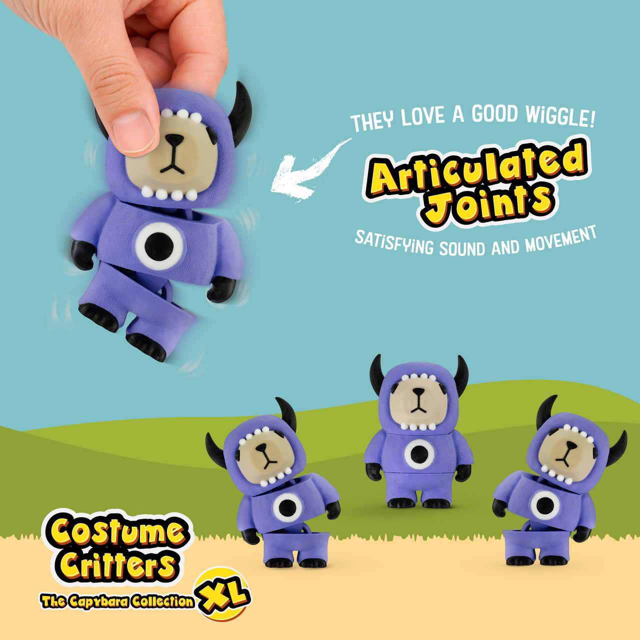 CAPY in Monster Costume, 3.5" Articulated Costumed Capybara, 3D Printed Animal Sensory Fidget by Distractibles