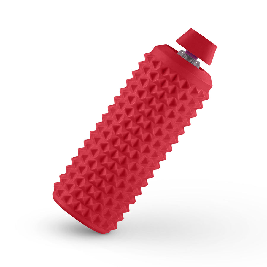 Sensory Roller Fidget Toy with Clicker, Tactile Spikes for Anxiety, Stress Relief, Pain Stimming, Autism - with Lanyard (Red)