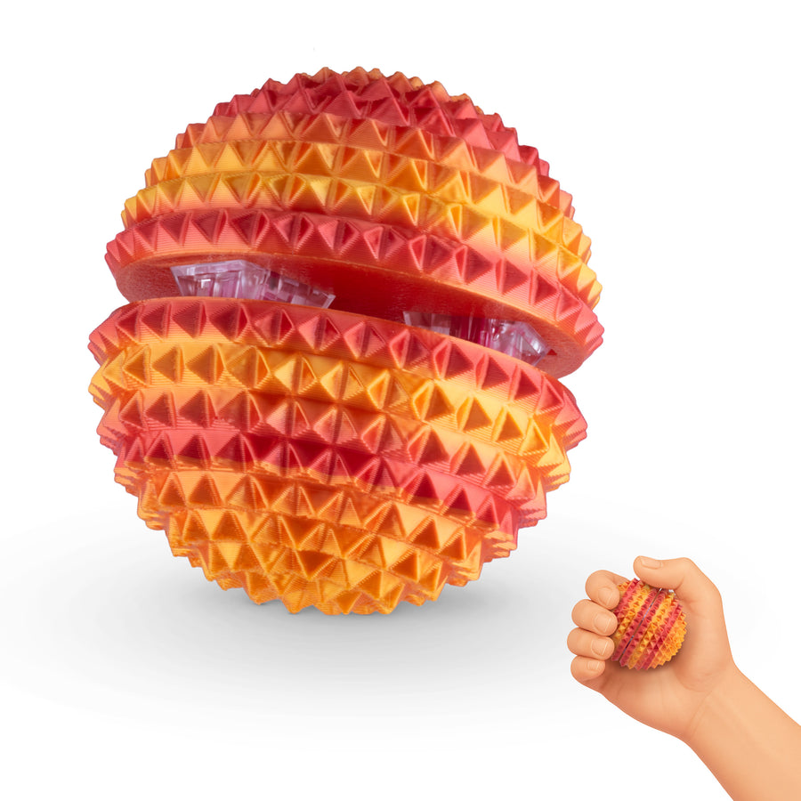 Spike Ball Clicker, Tactile Pain Stimming Fidget with Clicker Switch, Pain Stimulation Ball with Lanyard (Large Neon Nova)