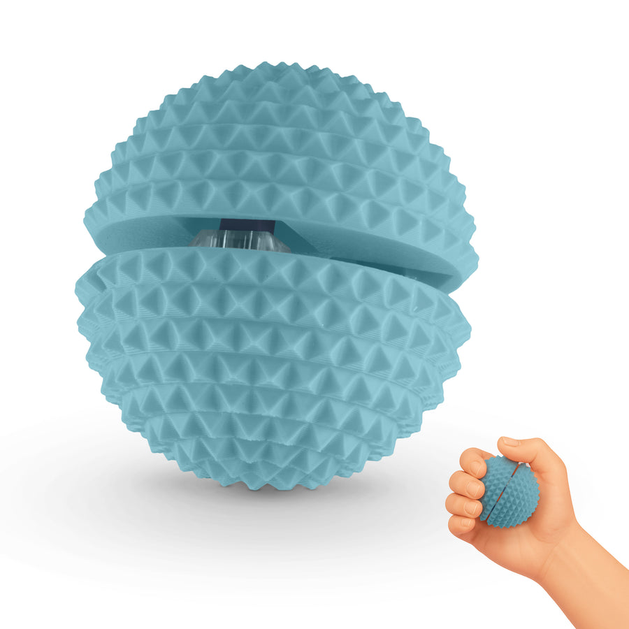 Spike Ball Clicker, Tactile Pain Stimming Fidget with Clicker Switch, Pain Stimulation Ball with Lanyard (Large Blue )