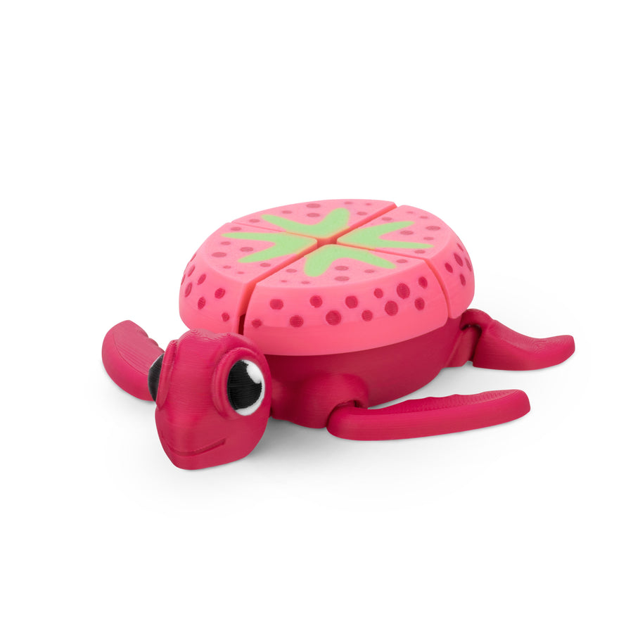 Turtle Fidget Toy, Articulating Design with Shell Clickers, Pocket-Sized & Durable, Stress Relief, ADHD, Autism & Stim (Strawberry/Red)