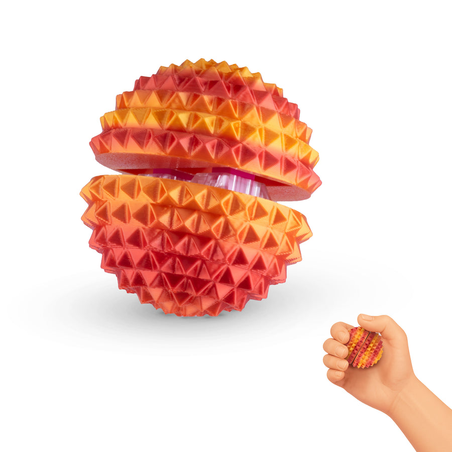 Spike Ball Clicker, Tactile Pain Stimming Fidget with Clicker Switch, Pain Stimulation Ball with Lanyard (Medium - Neon Nova)