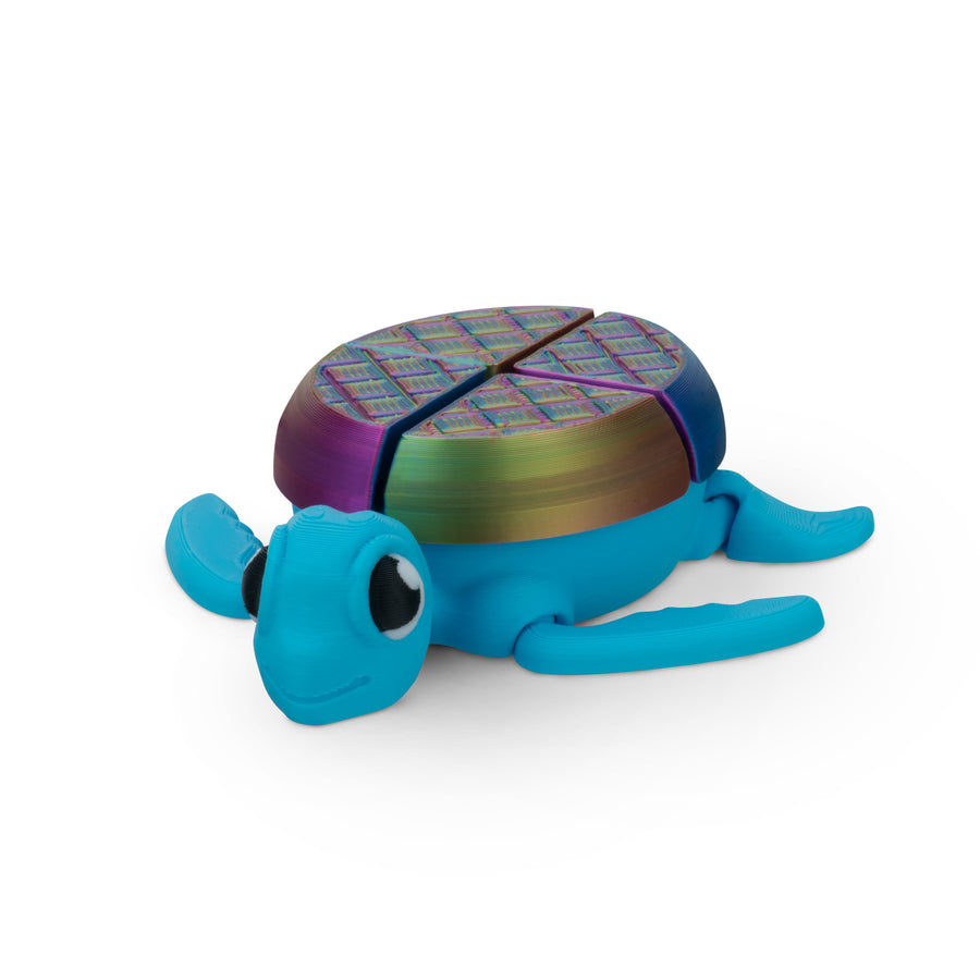 Turtle Fidget Toy, Articulating Design with Shell Clickers, Pocket-Sized & Durable, Stress Relief, ADHD, Autism & Stim (Blue/Silk)