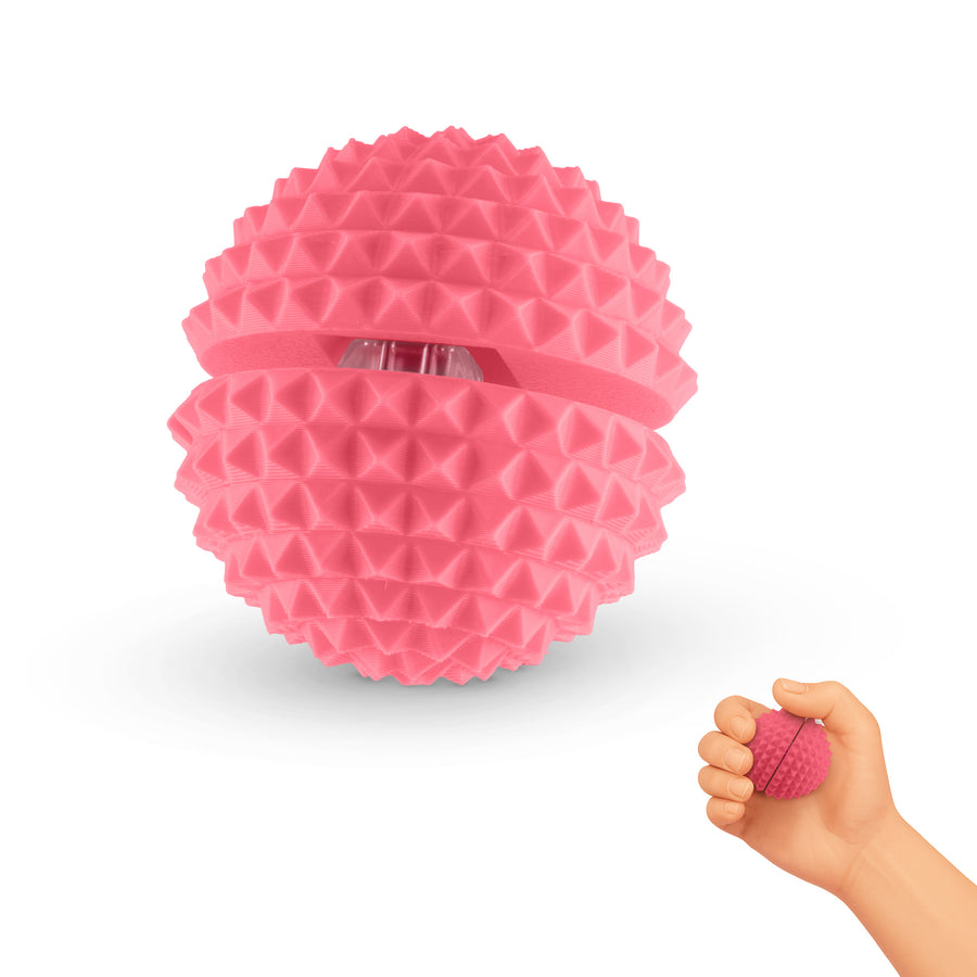Spike Ball Clicker, Tactile Pain Stimming Fidget with Clicker Switch, Pain Stimulation Ball with Lanyard (Medium - Pink)