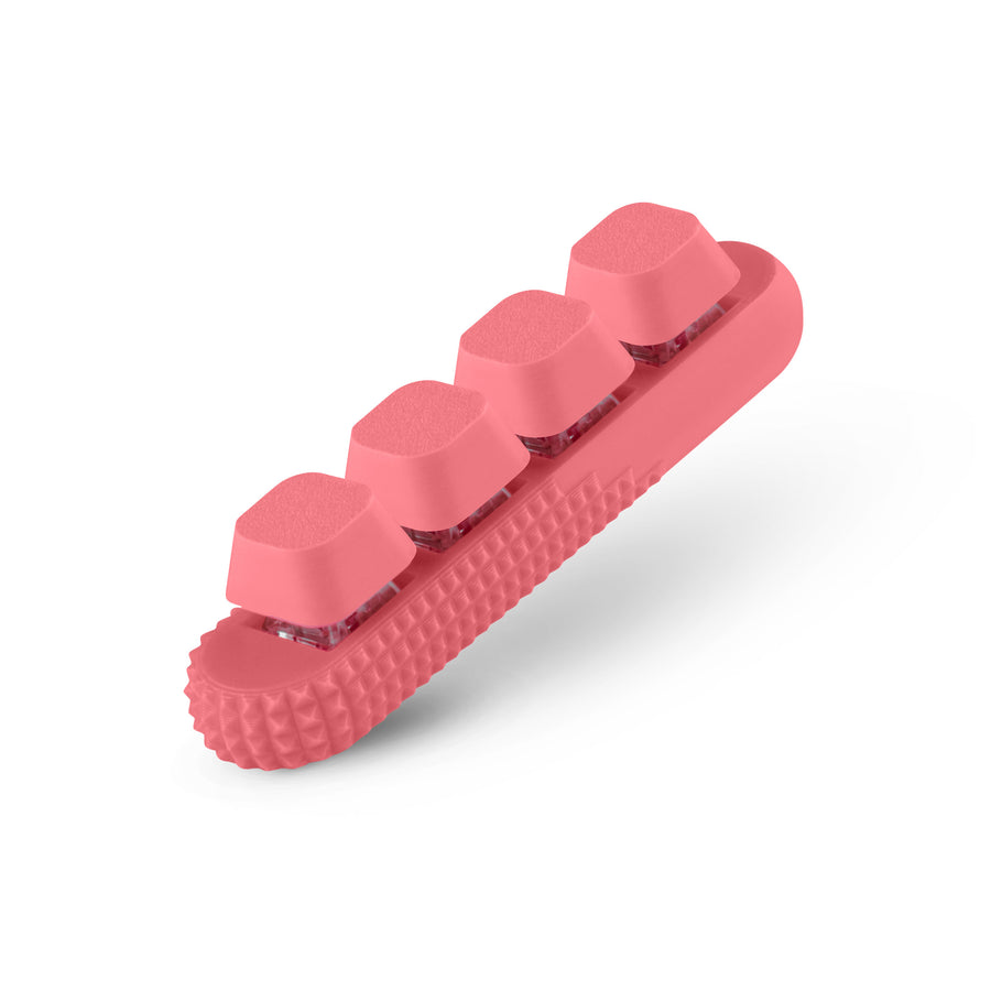 4-Button Fidget Clicker - Loud Click Switches, Textured Design for Stress Relief & Focus Aid with Lanyard (Pink)