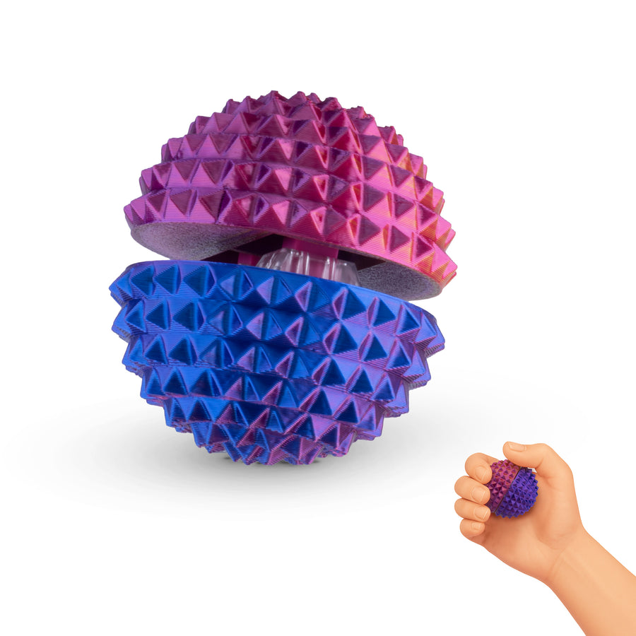 Spike Ball Clicker, Tactile Pain Stimming Fidget with Clicker Switch, Pain Stimulation Ball with Lanyard (Medium - Neon Harmony)