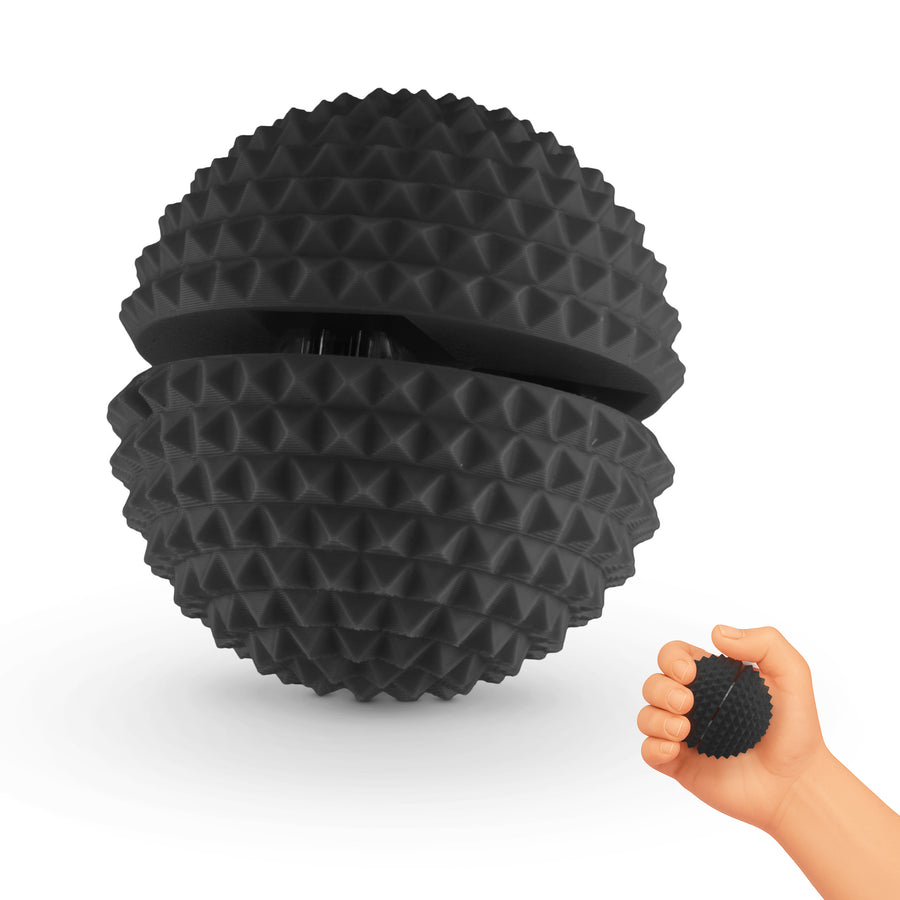 Spike Ball Clicker, Tactile Pain Stimming Fidget with Clicker Switch, Pain Stimulation Ball with Lanyard (Large Black)