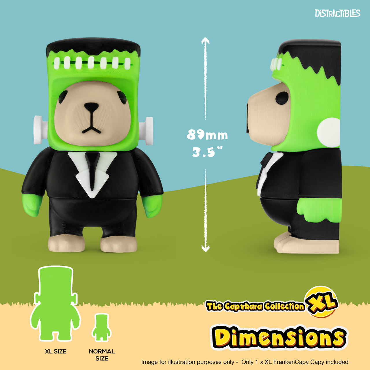 CAPY in FrankenCapy Costume, 3.5" Articulated Costumed Capybara, 3D Printed Animal Sensory Fidget by Distractibles