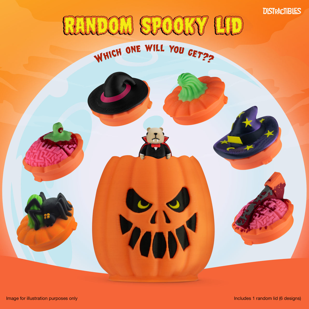 Monster Capy Mystery Box, 10 Articulated Frightful Capybara Figures with Pumpkin Container, Random Sensory Figures and Mystery Removable Pumpkin Lid