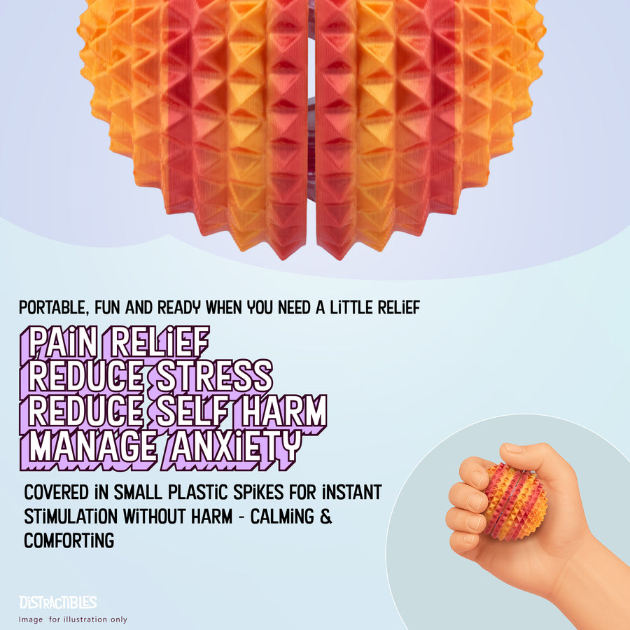 Spike Ball Clicker, Tactile Pain Stimming Fidget with Clicker Switch, Pain Stimulation Ball with Lanyard (Large Neon Nova)