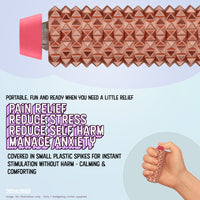 Thumbnail for Spike Roller Clicker, Tactile Pain Stimming Fidget with Clicker Switch, Pain Stimulation Roller with Lanyard (Neon Rose)