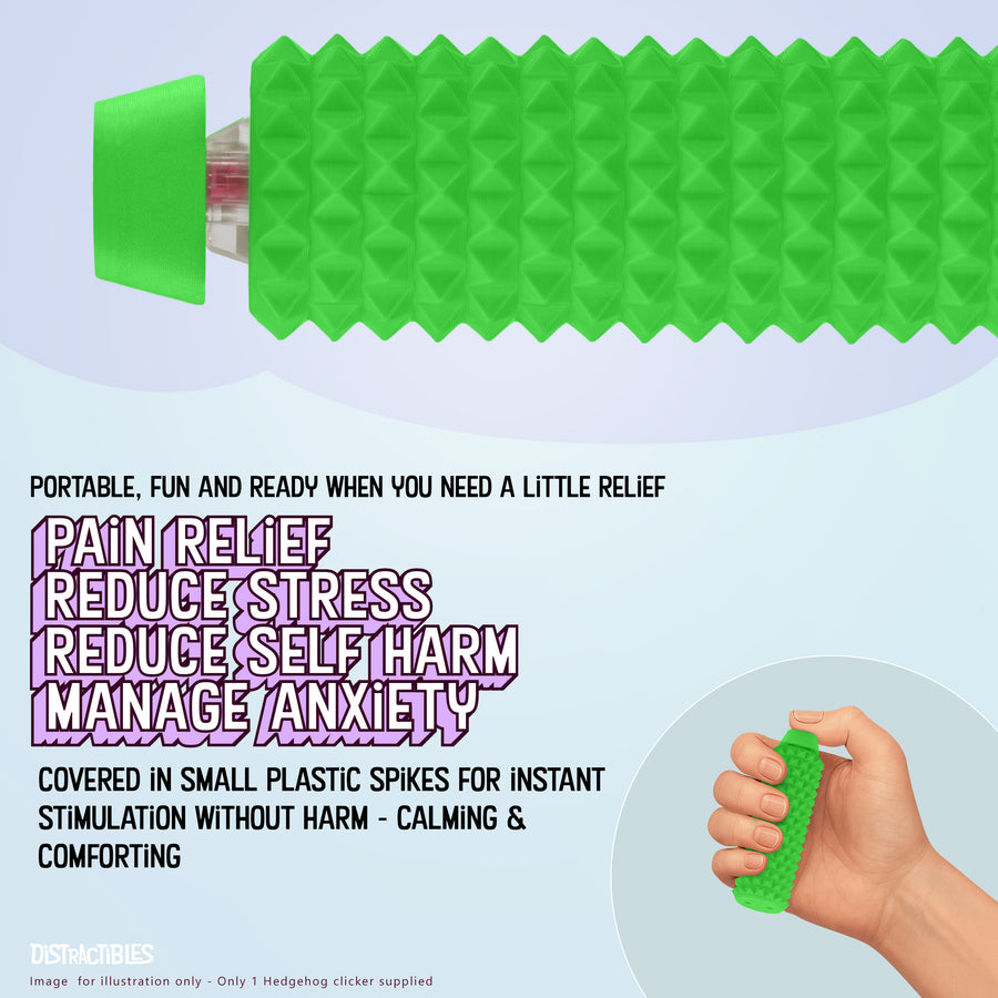 Spike Roller Clicker, Tactile Pain Stimming Fidget with Clicker Switch, Pain Stimulation Roller with Lanyard (Green)