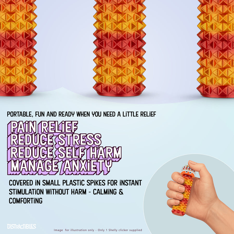 Shelly - Sensory Fidget Toy, Textured Pain Stimming Device, Stress Relief for Focus and Concentration (Neon Nova)