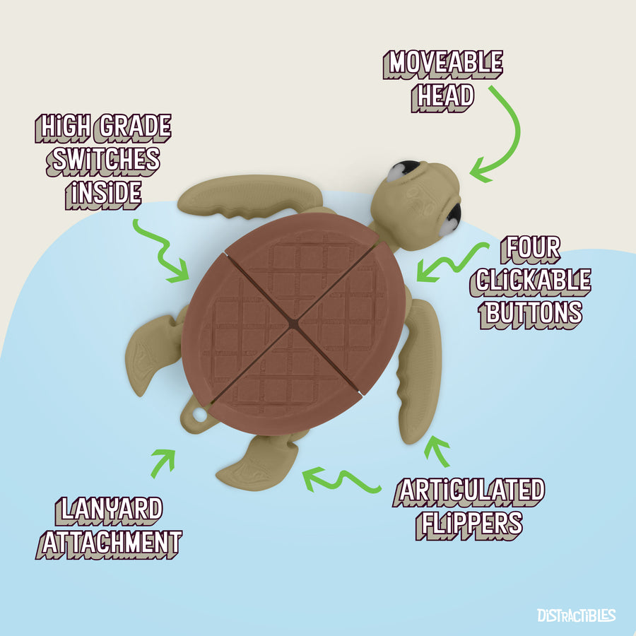 Turtle Fidget Toy, Articulating Design with Shell Clickers, Pocket-Sized & Durable, Stress Relief, ADHD, Autism & Stim (Beige/Brown)