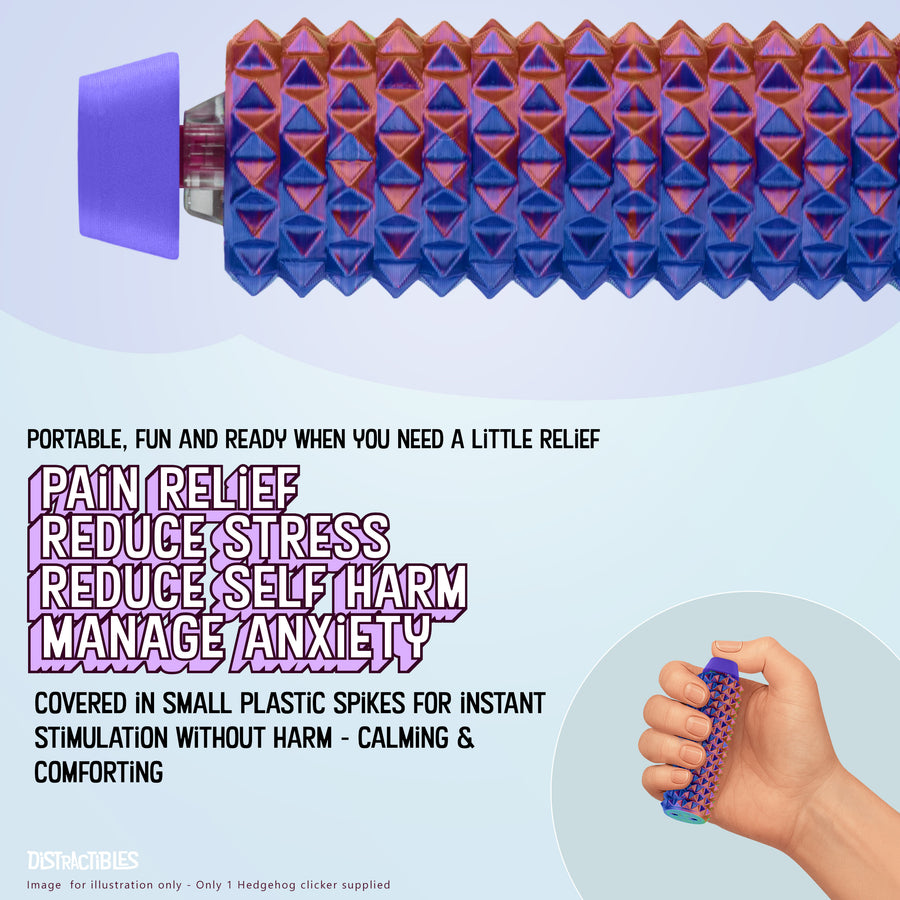 Spike Roller Clicker, Tactile Pain Stimming Fidget with Clicker Switch, Pain Stimulation Roller with Lanyard (Neon Harmony)