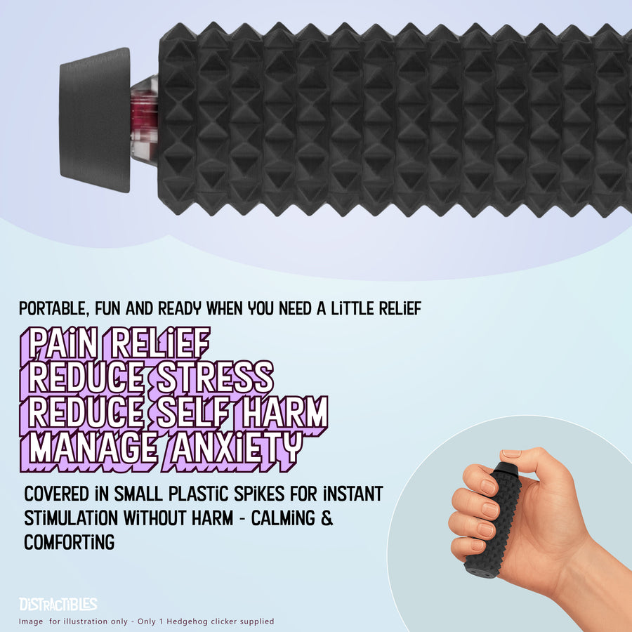 Spike Roller Clicker, Tactile Pain Stimming Fidget with Clicker Switch, Pain Stimulation Roller with Lanyard (Black)