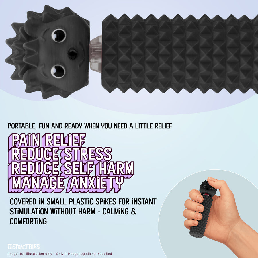 Hedgy - The Hedgehog Sensory Pain Stimming Fidget Toy, Spike Textured for Stress Relief, Focus and Concentration (Black)