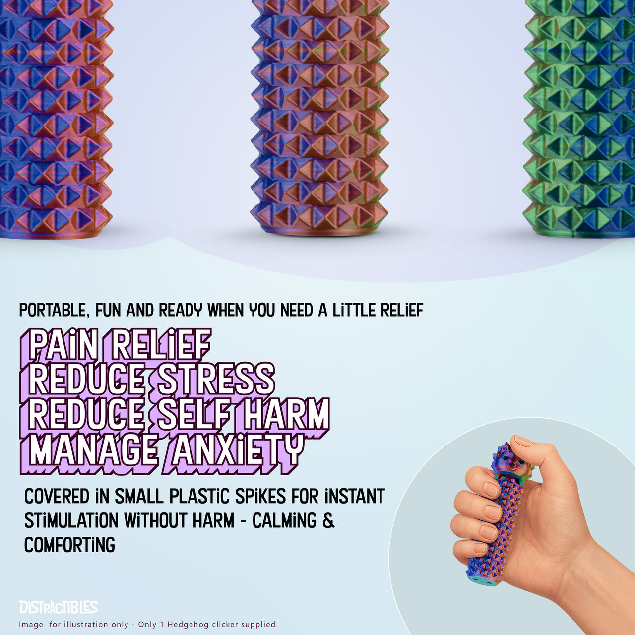Hedgy - The Hedgehog Sensory Pain Stimming Fidget Toy, Spike Textured for Stress Relief, Focus and Concentration (Neon Harmony)