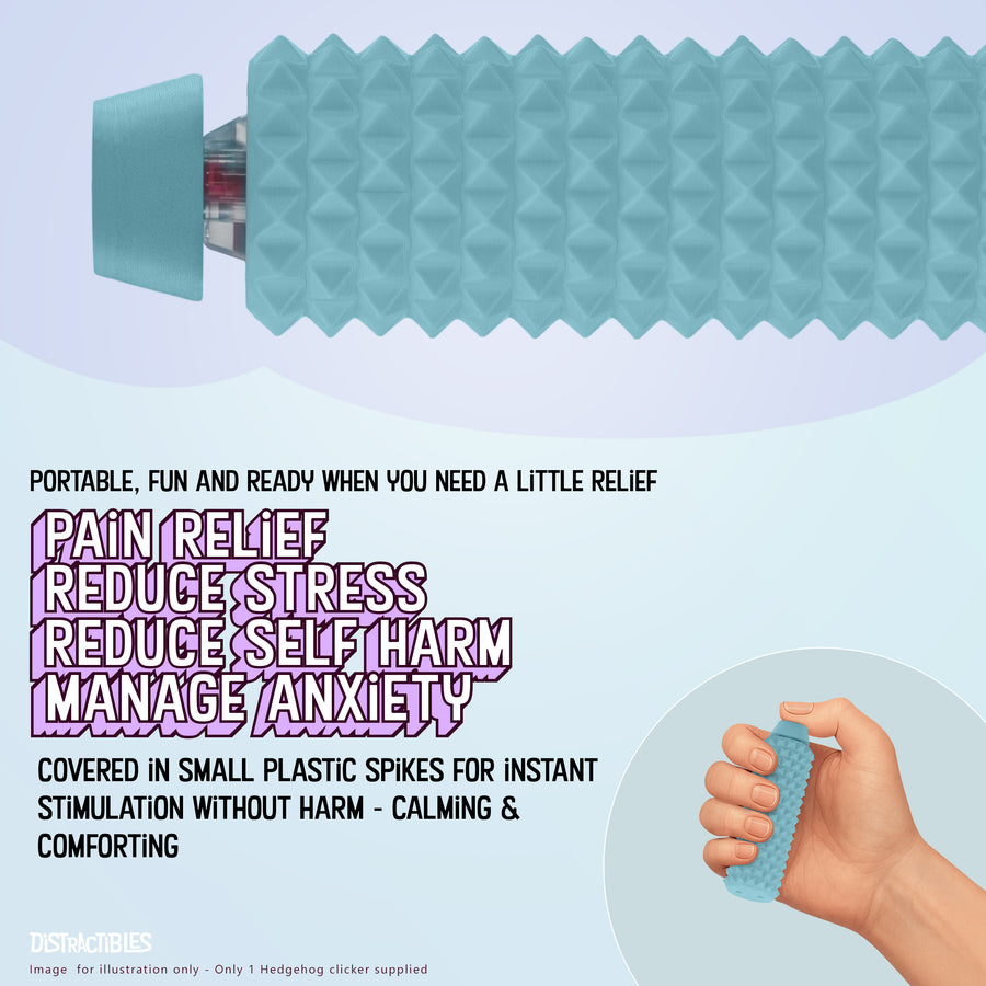 Spike Roller Clicker, Tactile Pain Stimming Fidget with Clicker Switch, Pain Stimulation Roller with Lanyard (Blue)