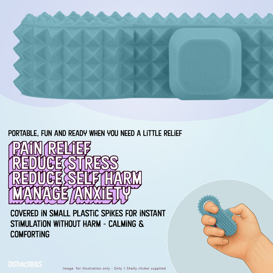 Distractibles Spiked Clicker Fidget Spinner - Textured for Pain Stimming, Stress Relief, ADHD, Anxiety and Concentration (Blue)