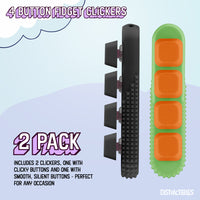 Thumbnail for 2 Pack Fidget Clickers, 4-Button Silent & Loud Click Options, Textured Design for Stress Relief & Focus Aid with Lanyard (Green-Black)