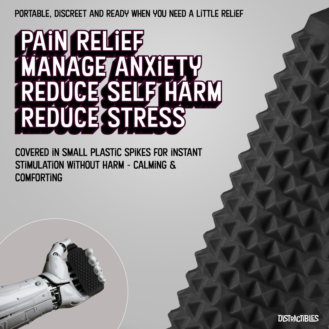 Sensory Roller Fidget Toy with Clicker, Tactile Spikes for Anxiety, Stress Relief, Pain Stimming, Autism - with Lanyard (Black)