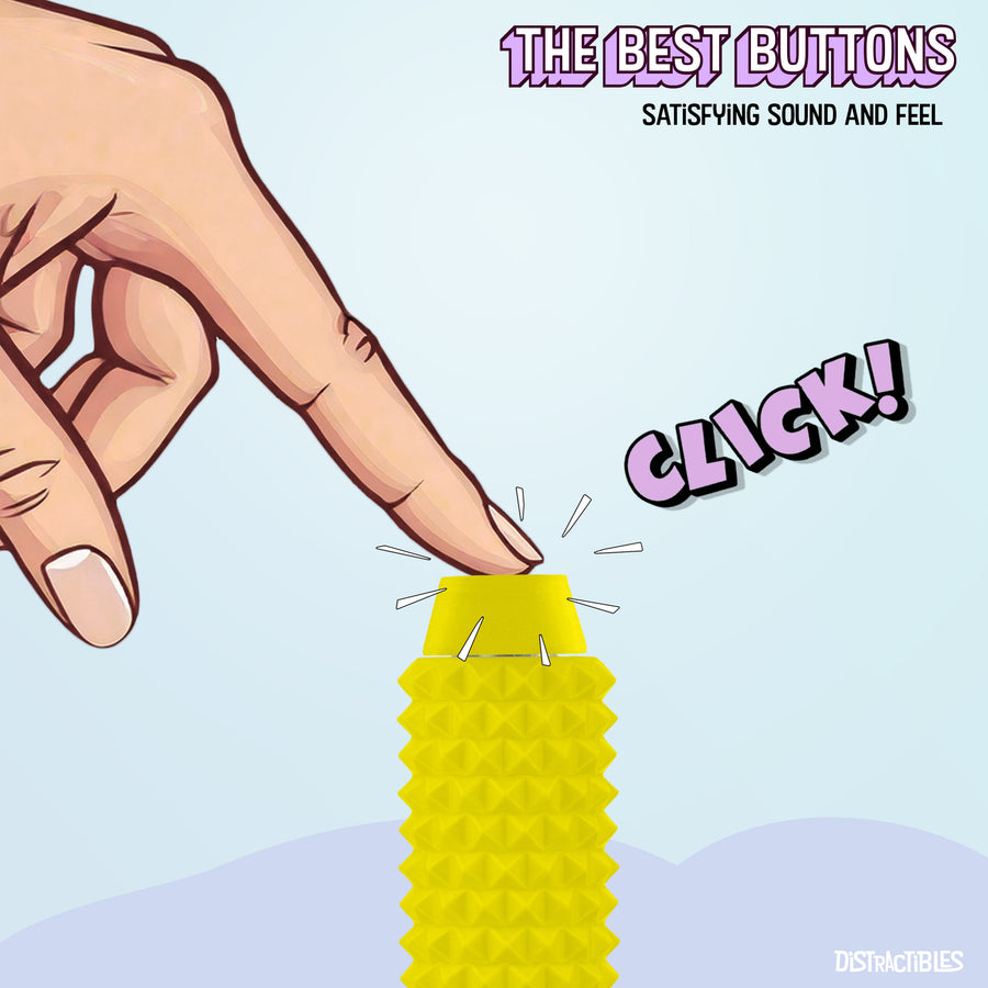 Spike Roller Clicker, Tactile Pain Stimming Fidget with Clicker Switch, Pain Stimulation Roller with Lanyard (Yellow)