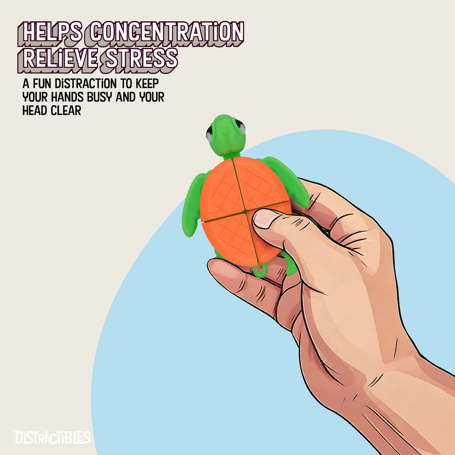 Turtle Fidget Toy, Articulating Design with Shell Clickers, Pocket-Sized & Durable, Stress Relief, ADHD, Autism & Stim (Orange/Green)