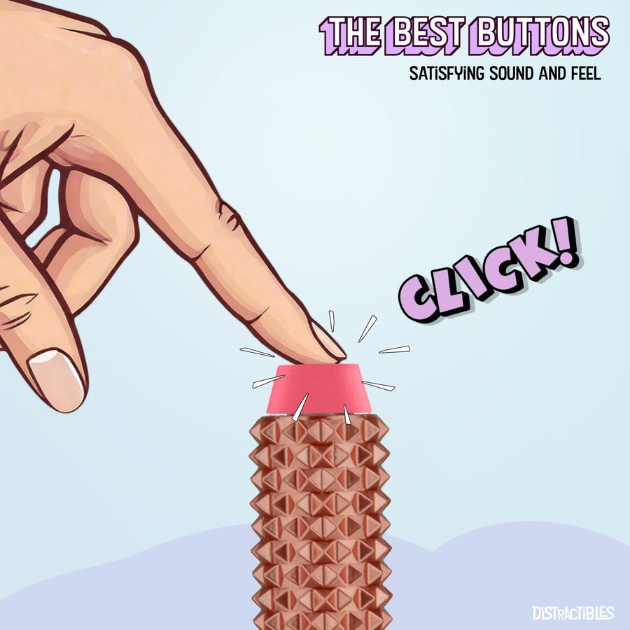 Spike Roller Clicker, Tactile Pain Stimming Fidget with Clicker Switch, Pain Stimulation Roller with Lanyard (Neon Rose)