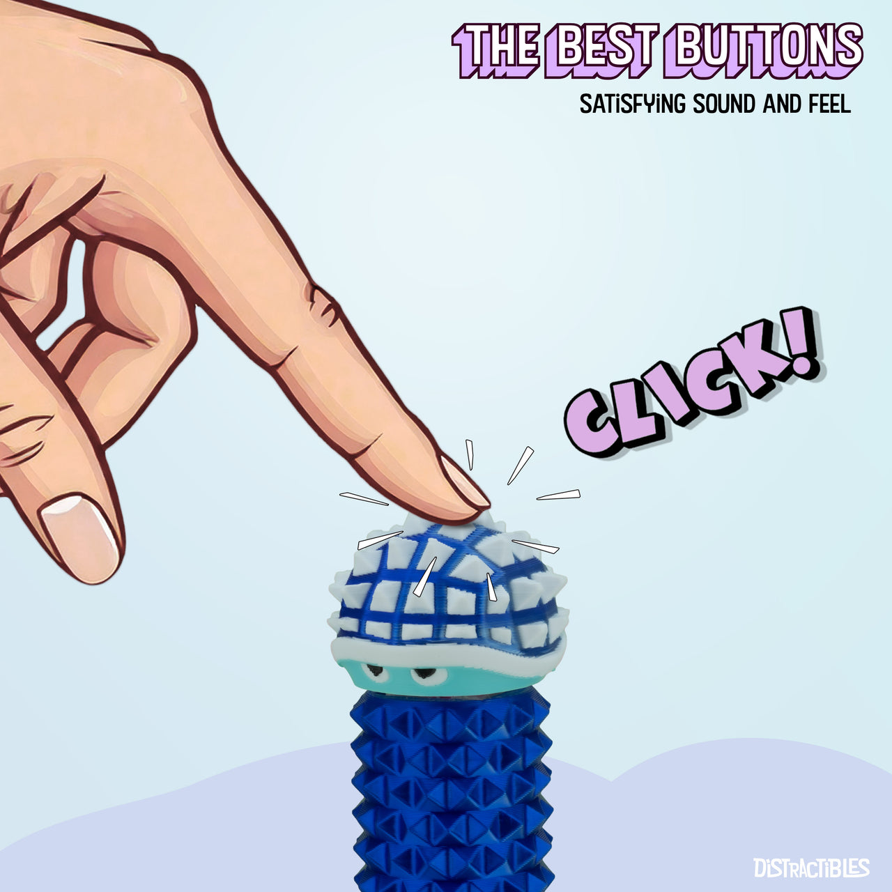 Shelly - Sensory Fidget Toy, Textured Pain Stimming Device, Stress Relief for Focus and Concentration (Neon BlueSteel)