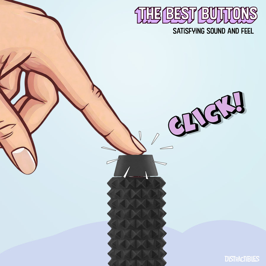 Spike Roller Clicker, Tactile Pain Stimming Fidget with Clicker Switch, Pain Stimulation Roller with Lanyard (Black)