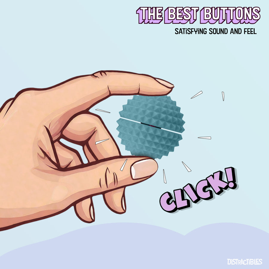 Spike Ball Clicker, Tactile Pain Stimming Fidget with Clicker Switch, Pain Stimulation Ball with Lanyard (Medium - Blue)