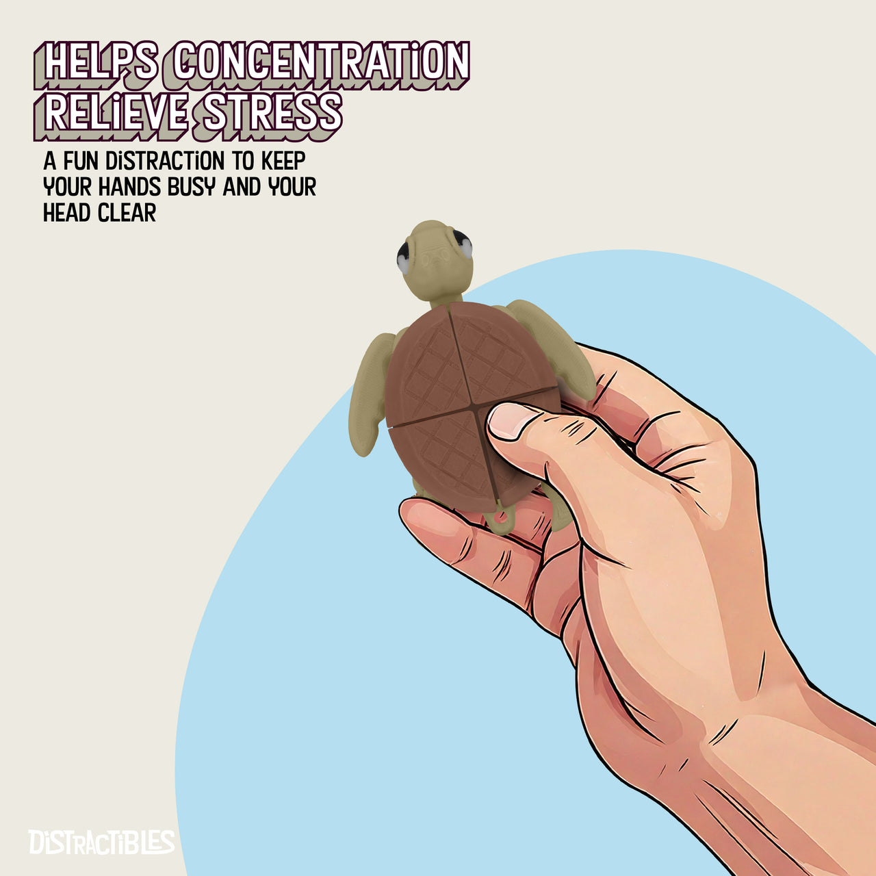 Turtle Fidget Toy, Articulating Design with Shell Clickers, Pocket-Sized & Durable, Stress Relief, ADHD, Autism & Stim (Beige/Brown)