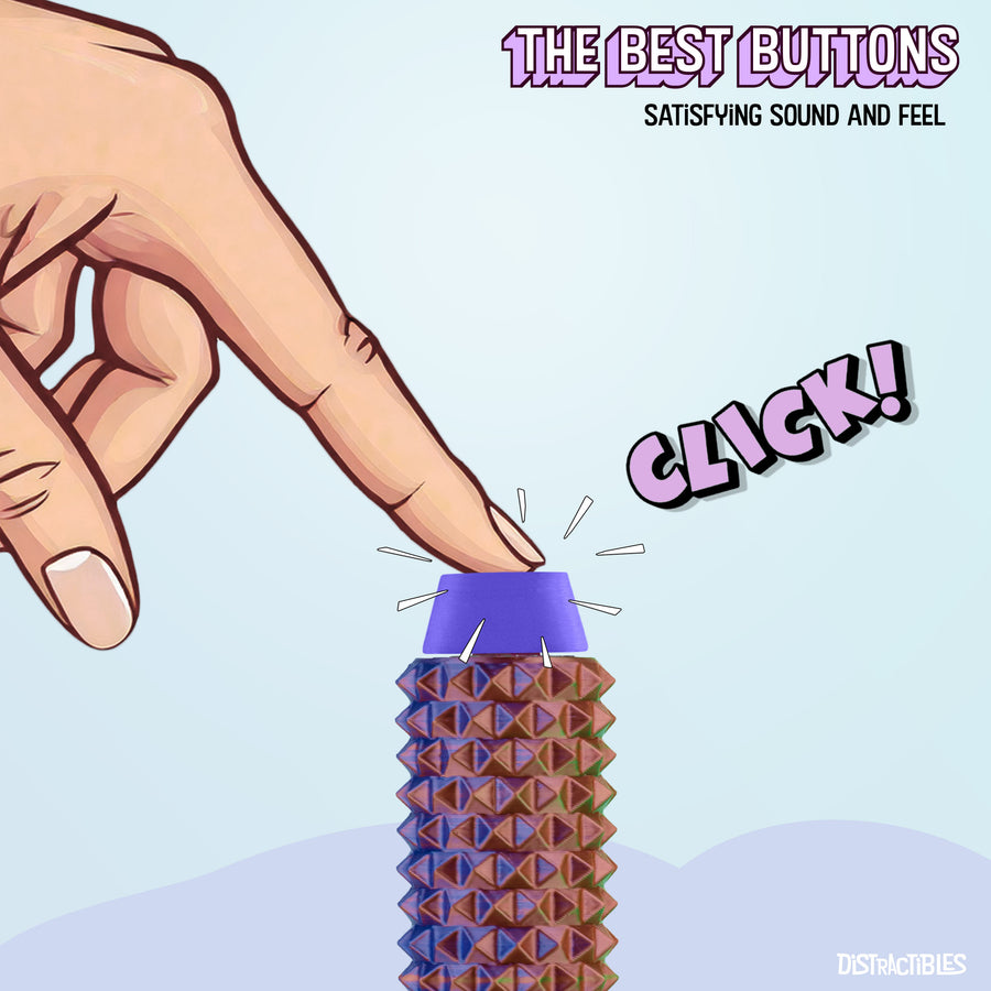 Spike Roller Clicker, Tactile Pain Stimming Fidget with Clicker Switch, Pain Stimulation Roller with Lanyard (Neon Harmony)