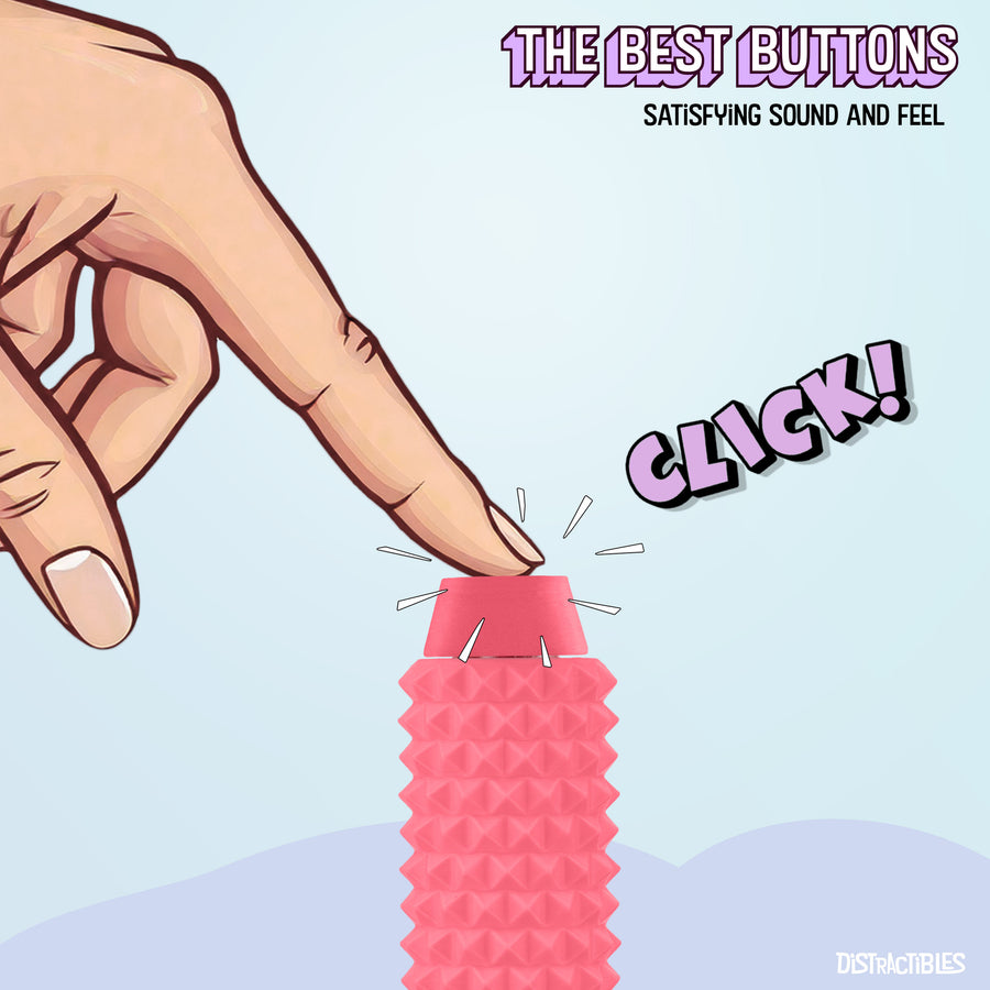 Spike Roller Clicker, Tactile Pain Stimming Fidget with Clicker Switch, Pain Stimulation Roller with Lanyard (Pink)