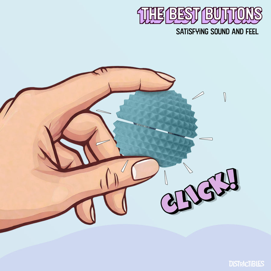 Spike Ball Clicker, Tactile Pain Stimming Fidget with Clicker Switch, Pain Stimulation Ball with Lanyard (Large Blue )