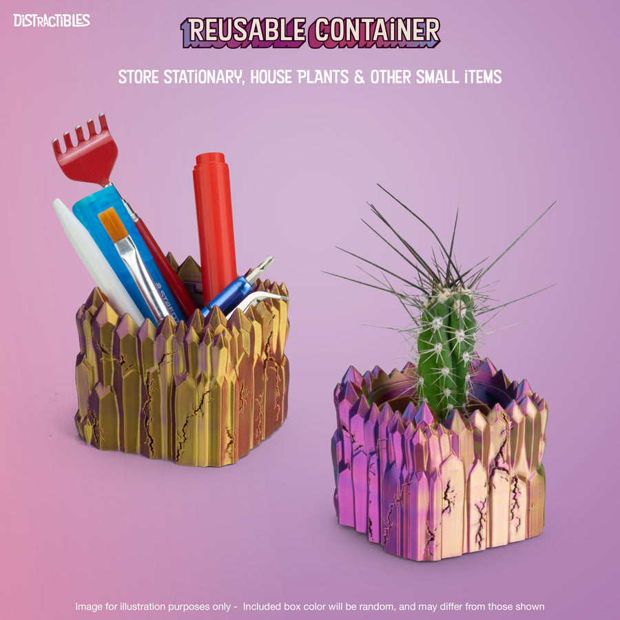 Distractibles Dragon Egg Mystery Box with Articulating Dragon & Crystal Rock Styled Collectible Container, Random Egg Color