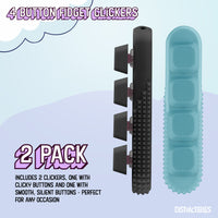 Thumbnail for 2 Pack Fidget Clickers, 4 x  Loud Click Buttons, Textured Design for Stress Relief & Focus Aid with Lanyard (Blue-Black)
