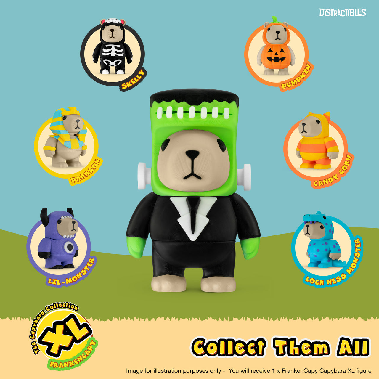 CAPY in FrankenCapy Costume, 3.5" Articulated Costumed Capybara, 3D Printed Animal Sensory Fidget by Distractibles