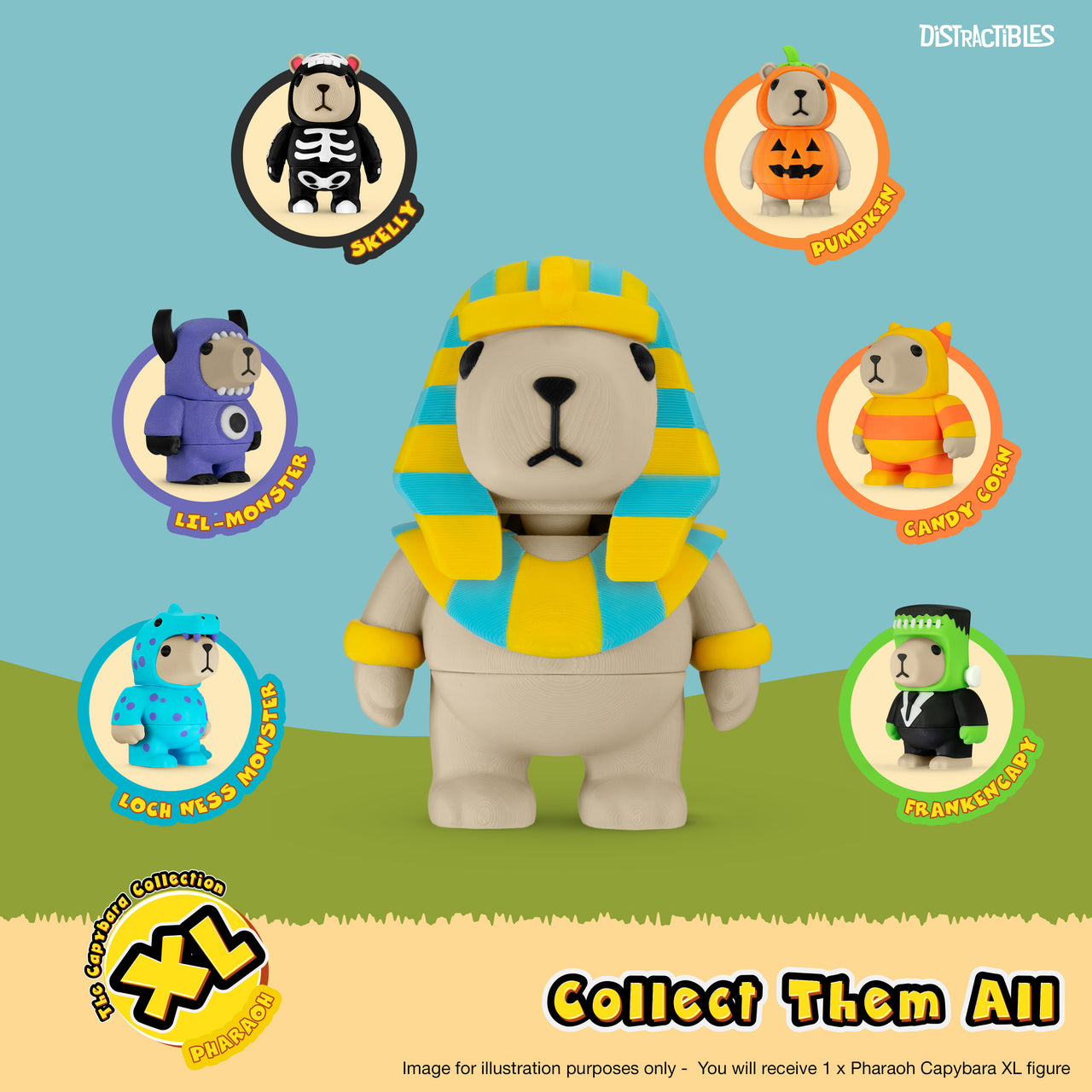 CAPY in Pharaoh Costume, 3.5" Articulated Costumed Capybara, 3D Printed Animal Sensory Fidget by Distractibles