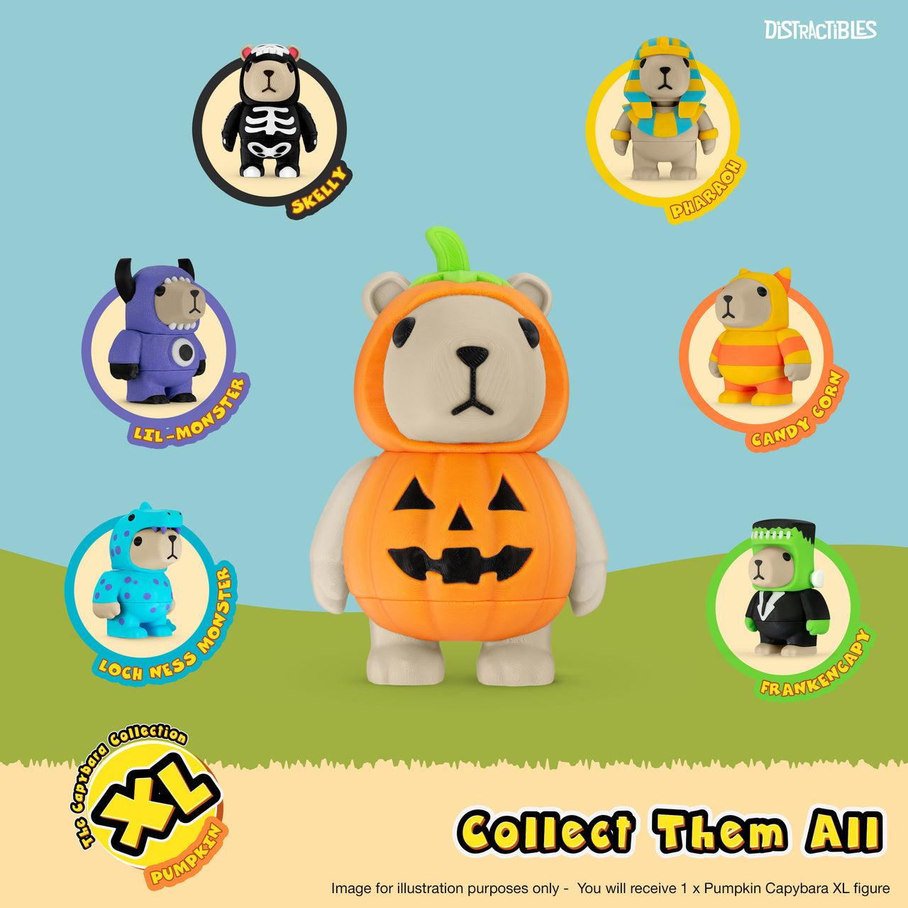 CAPY in Pumpkin Costume, 3.5" Articulated Costumed Capybara, 3D Printed Animal Sensory Fidget by Distractibles