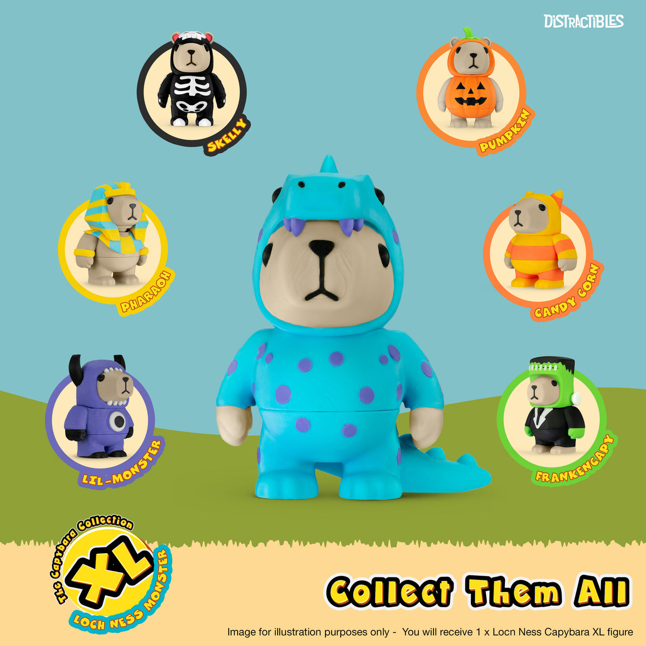 CAPY in Lockness Costume, 3.5" Articulated Costumed Capybara, 3D Printed Animal Sensory Fidget Toy