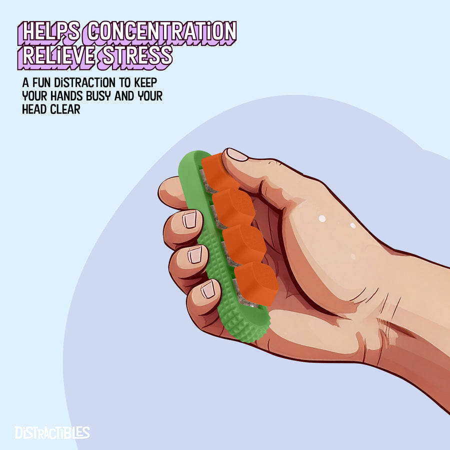 4-Button Fidget Clicker - Loud Click Switches, Textured Design for Stress Relief & Focus Aid with Lanyard (Green)