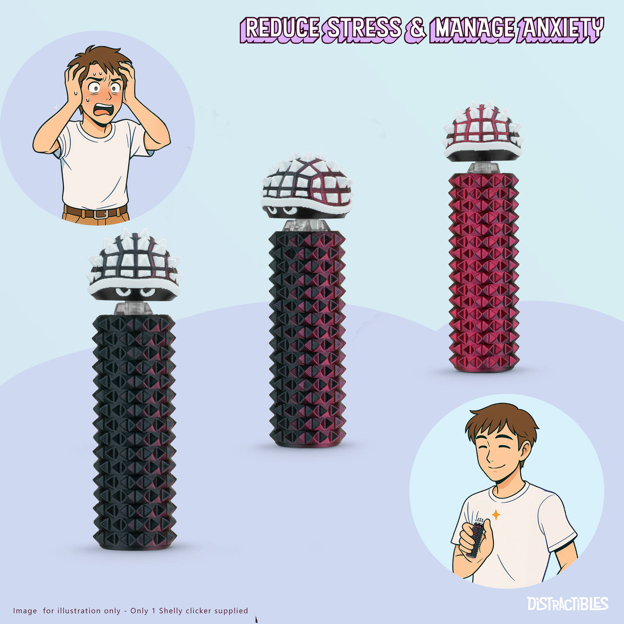 Shelly - Sensory Fidget Toy, Textured Pain Stimming Device, Stress Relief for Focus and Concentration (Neon Crimson)