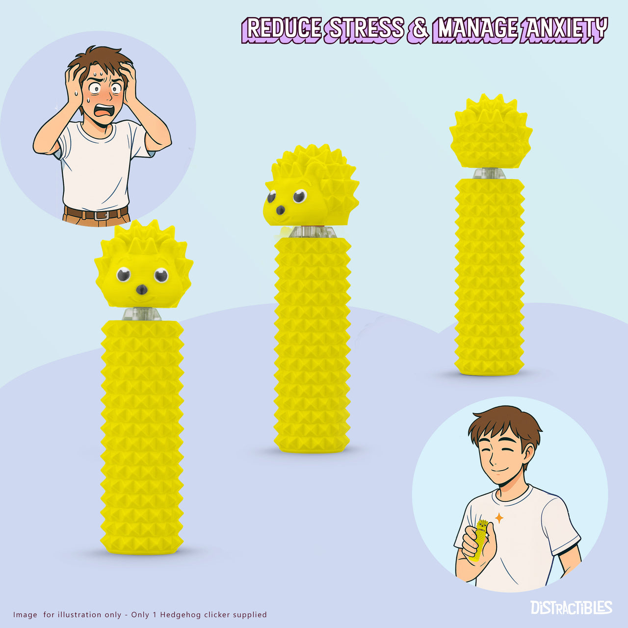 Hedgy - The Hedgehog Sensory Pain Stimming Fidget Toy, Spike Textured for Stress Relief, Focus and Concentration (Yellow)