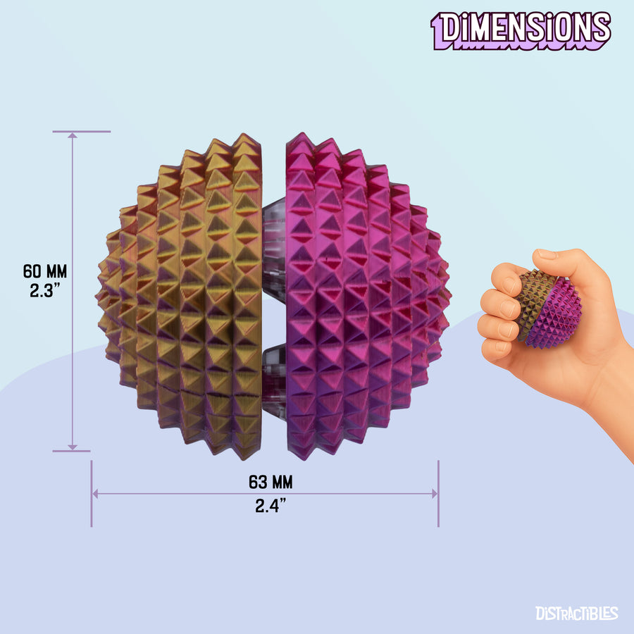 Spike Ball Clicker, Tactile Pain Stimming Fidget with Clicker Switch, Pain Stimulation Ball with Lanyard (Large Neon Harmony)